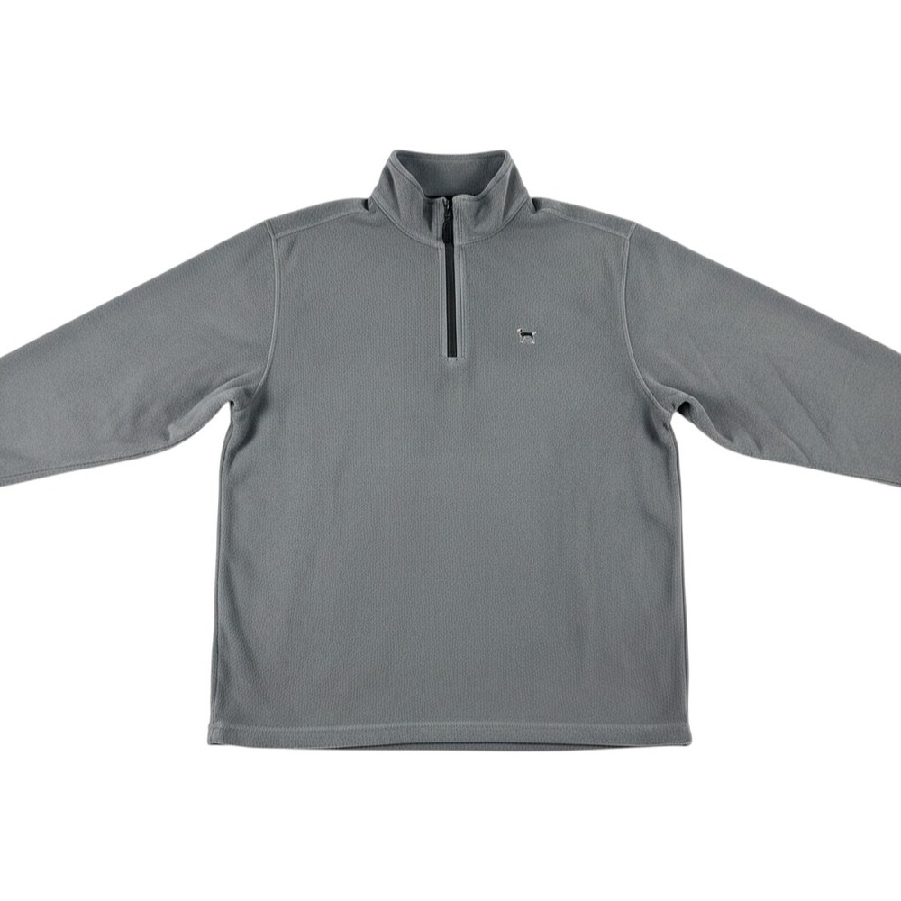 Ruff Hewn Fleece Pullover Large Gray 1/4 Zip Soft Lightweight Gorpcore Dog logo